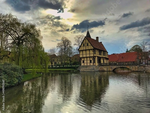 The traditional middle aged city center of Steinfurt around the historical water castle 