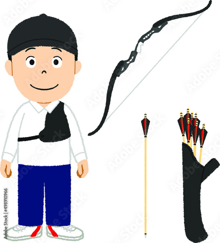 アーチェリー男子のイラスト