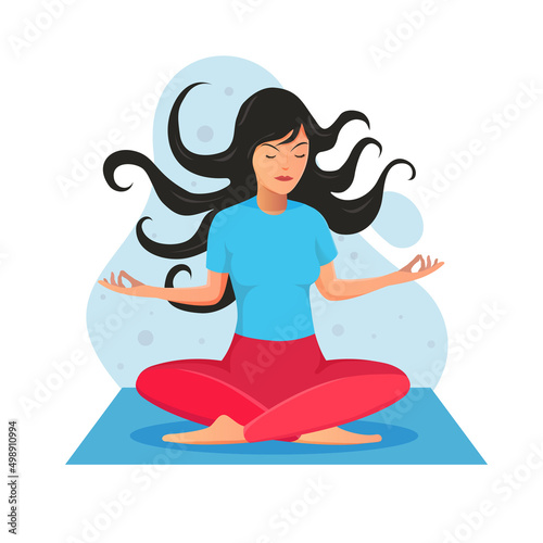Cheerful Yoga Girl in the lotus position.