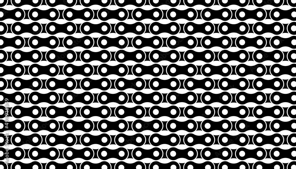 Abstract chain bike pattern background. Black and white wallpaper with chains. Image Illustration.