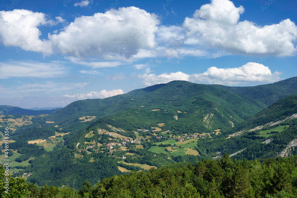 Summer landscape along the road to Passo della Cisa in Parma province