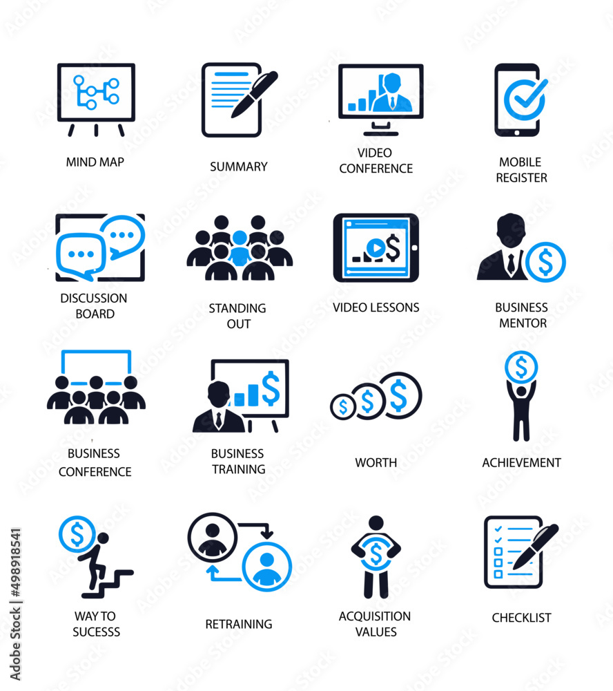 Business Coaching and Online Learning Vector Icons Business Coaching and Online Learning Vector Icons