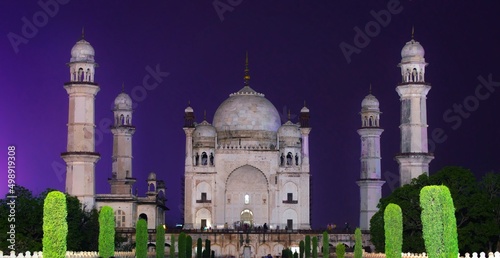 A beautiful picture at evening of world famous historical monument Bibi ka Makbara at Aurangabad, Maharashtra, India which shows rich mughal culture and is perfect replica of Taj Mahal photo