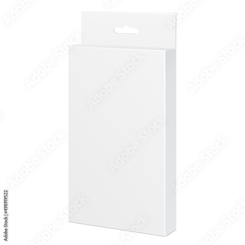 Mockup White Product Package Box. For Pencils, Pens, Felt-tip Pens Illustration Isolated On White Background. Mock Up Template Ready For Your Design. Product Packing Vector EPS10
