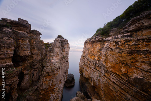 The rocky coast of Bagirganli village of Kandira district. photo