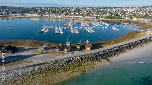 Shipwrecks in Camaret sur Mer harbour in Crozon peninsula; Brittany; France