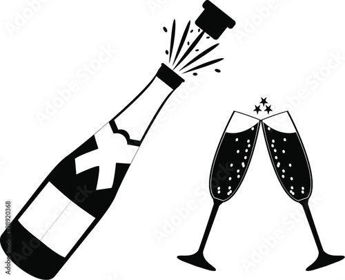 Champagne Eps - Champagne and Glass - Champagne Clip Art Vector - Champagne Clipart Champagne Cricut Champagne Cut File