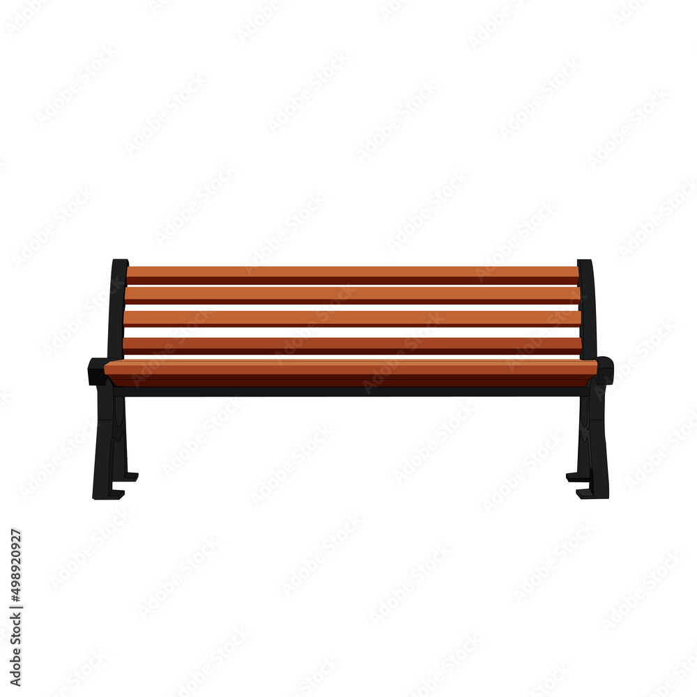 a brown bench on a white isolated background. vector illustration