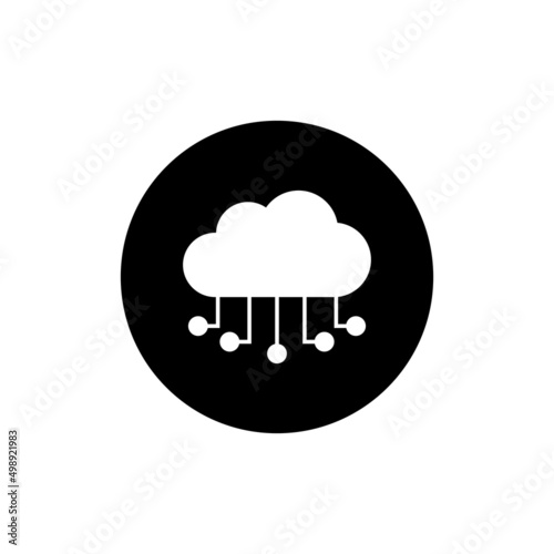 Cloud network icon in black round