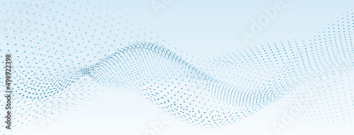 Abstract background with curved surfaces made of small dots in blue colors