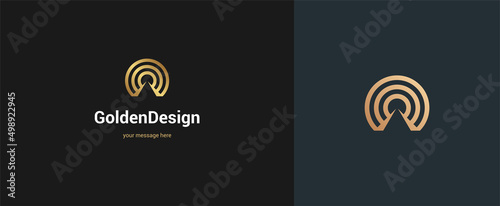 Vector abstract tunnel logo emblem design elegant modern minimal style vector illustration. Premium business geometric logotype symbol for corporate identity.