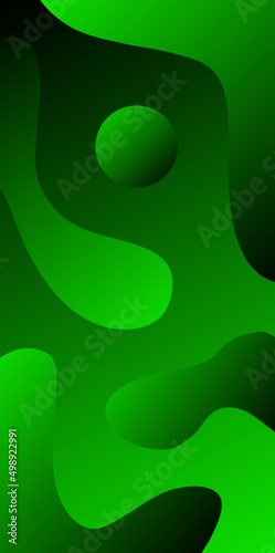 Black and green abstract gradient fluid wallpaper. Abstract mobile wallpaper with beautiful geometric shapes. Abstract wallpaper colorful. Dark green wallpaper. 