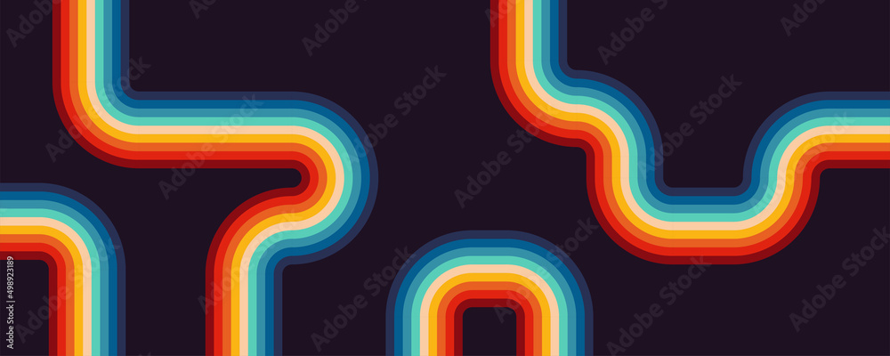 Abstract design retro style with stripes element background rounded 1970 Vector illustration - obrazy, fototapety, plakaty 