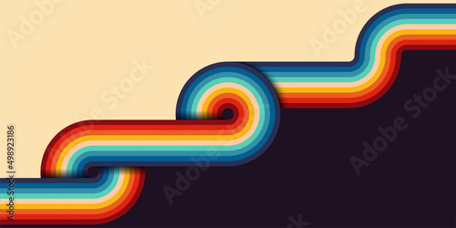 Abstract design retro style with stripes element background rounded 1970 Vector illustration