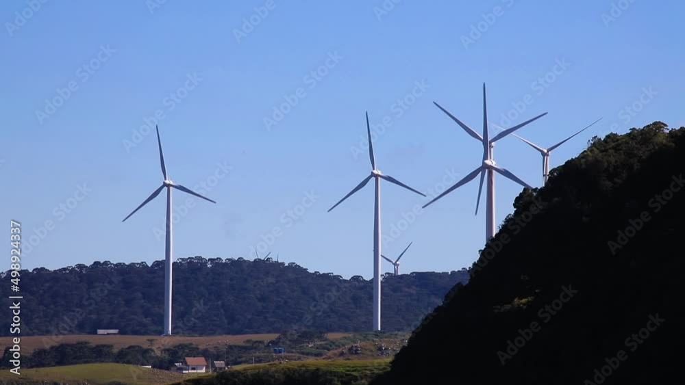 Landscape with wind generators in southern Brazil.