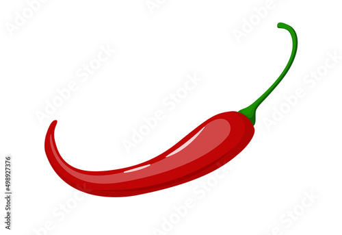 Chili pepper isolated on white background. Mexican food. Mexico. Sharp, burning, burning. Spices. Cartoon style. One object. Vector illustration