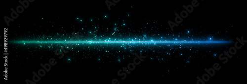 シンプルなネオンのように発光する直線　ライン　横線　発光　光　幻想的