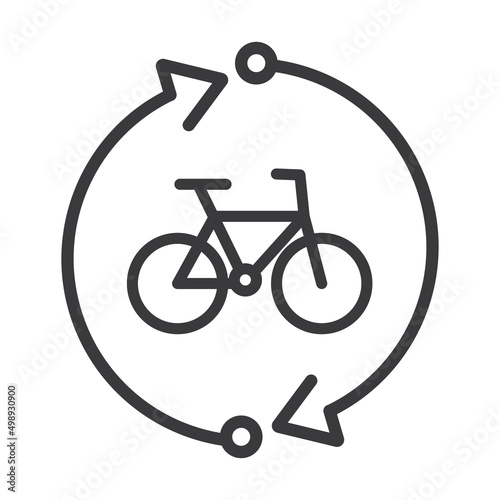 Bicycle tour, two arrows with pointer, symbol, bicycle route sign