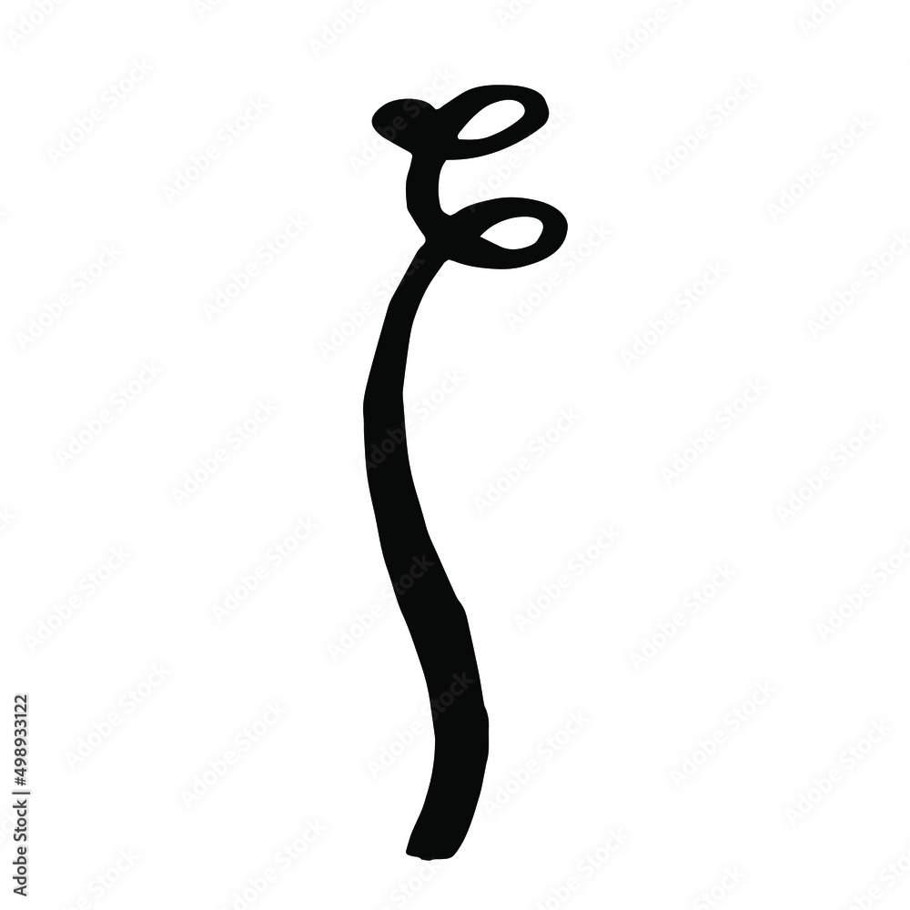 Black painted floral spiral outline on a white background Black painted floral spiral outline on a white background