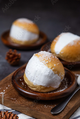 Homemade MARITOZZO is Italian bread stuffed with whipped cream.