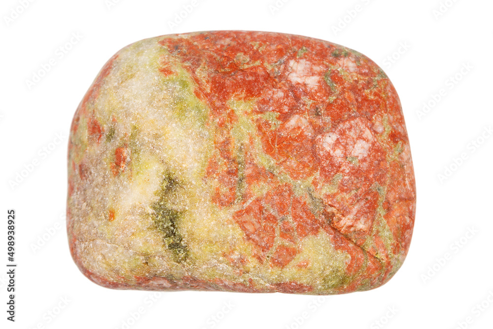 Top view of single yellow and red pebble Top view of single yellow and red pebble