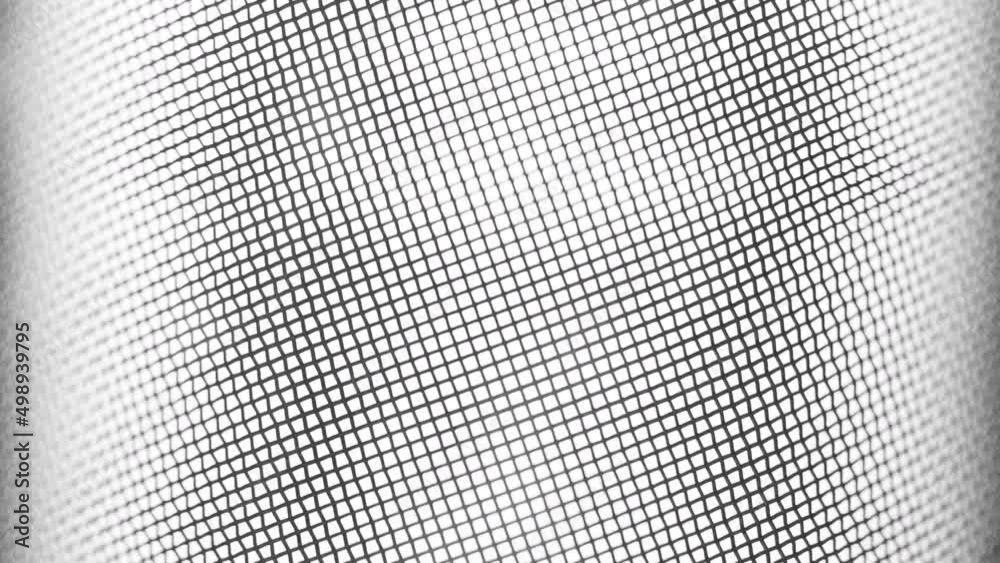 Abstract Grid Shimmer. Loop. A stream of white light penetrates a moving high-tech fine steel mesh