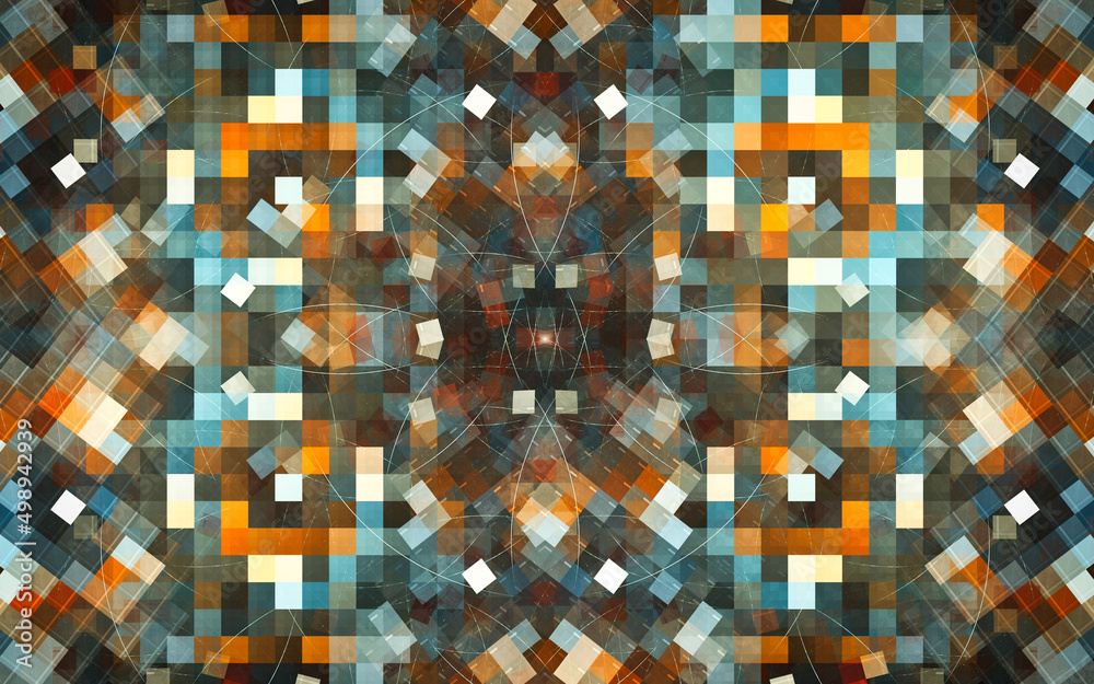 digital illustration abstract image generated fractal background image wallpaper pattern of various geometric shapes and lines of various colors for computer graphics or web design