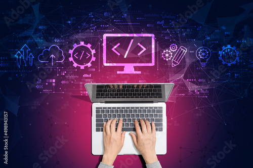 Web development concept with person using a laptop computer
