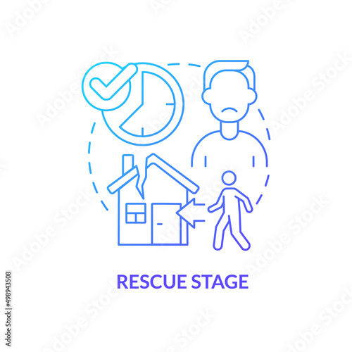 Rescue stage blue gradient concept icon. Returning to trauma site. Overcoming suffer. PTSD treatment abstract idea thin line illustration. Isolated outline drawing. Myriad Pro-Bold font used