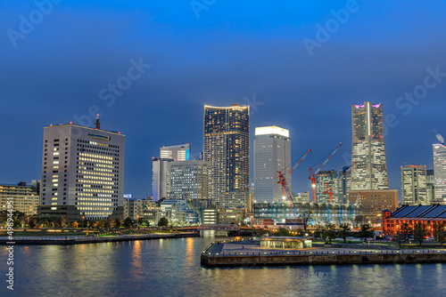                                                                                  Night view of Yokohama seen from Osanbashi Terminal. Kanagawa-ken Yokohama city.