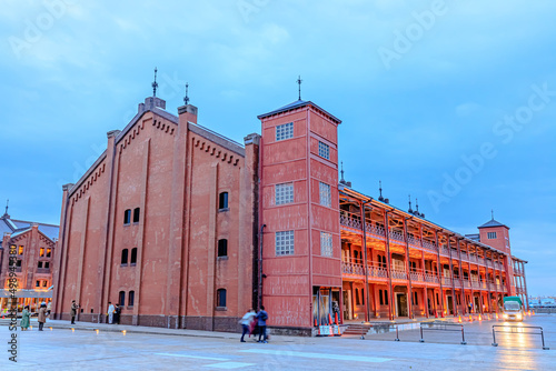 ライトアップされた横浜赤レンガ倉庫 神奈川県横浜市 Illuminated Yokohama Red Brick Warehouse. Kanagawa-ken Yokohama city.