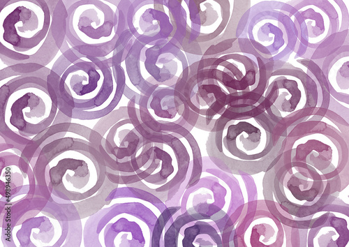 Watercolor abstract gradient Background. Purple summer or autumn colorful Backdrop. Spiral or circle Watercolor blurred elements