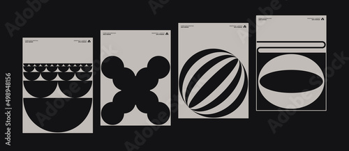 Swiss Poster Design Graphics Set Made With Helvetica Typography Aesthetics And Geometric Forms