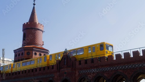 metro going ober Oberbaumbridge, berlin, germany