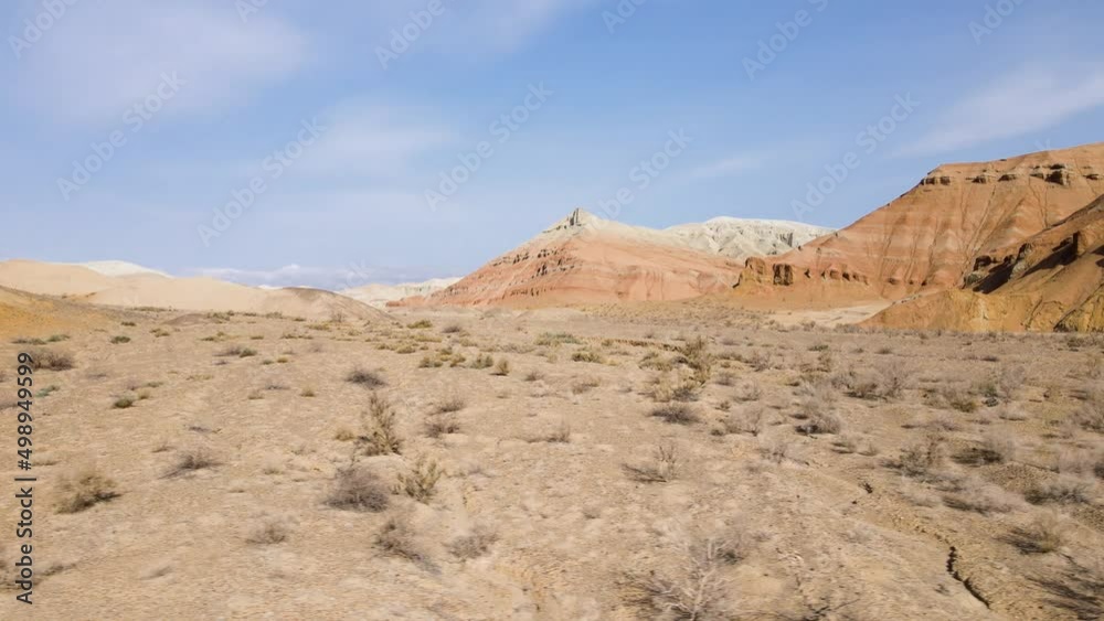 Drone shot of desert mountains Aktau in Kazakhstan Drone shot of desert mountains Aktau in Kazakhstan