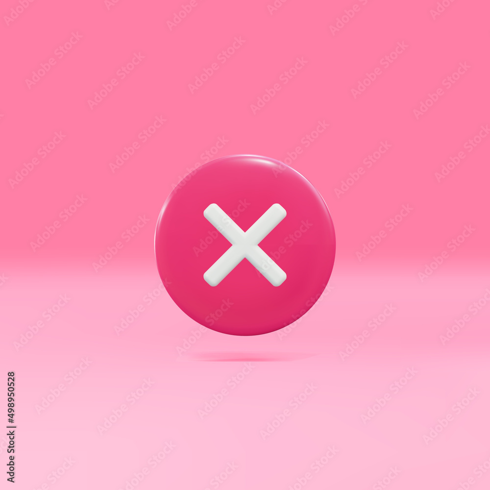 Fototapeta premium 3d Close, delete button. Cross symbol. Vector illustration.