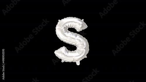 Wallpaper Mural Silver Helium Balloon with Letter S. Loop Animation with Alpha Channel Prores 4444. Torontodigital.ca