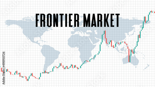 abstract background of frontier market stock market on white background