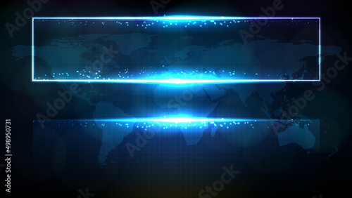 abstract futuristic background of blue glowing technology sci fi frame, hud ui, lower third button bar