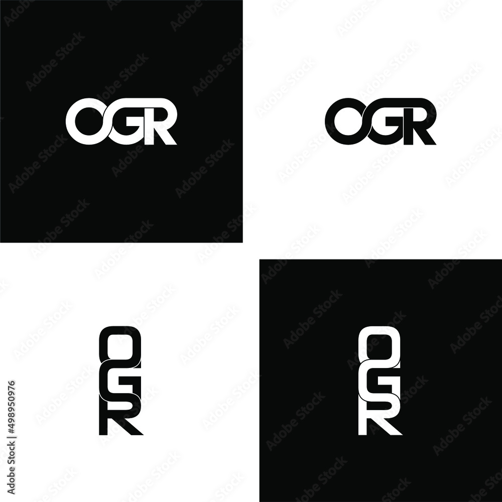 ogr letter original monogram logo design set - obrazy, fototapety, plakaty 