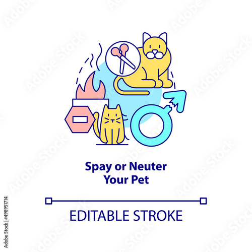 Spay and neuter pet concept icon. Pet ownership abstract idea thin line illustration. Prevent negative health outcomes. Isolated outline drawing. Editable stroke. Arial, Myriad Pro-Bold fonts used