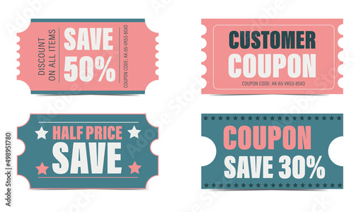A set of coupons for a discount