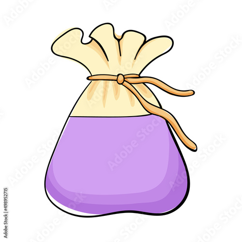 Aroma Textile Sachet Bag with salt or lavander. Graphic Print for Product Packaging related to Perfumery, Soaps, Cosmetics, Herbal Medicine, Aromatherapy Essential Oils. Isolated on white background