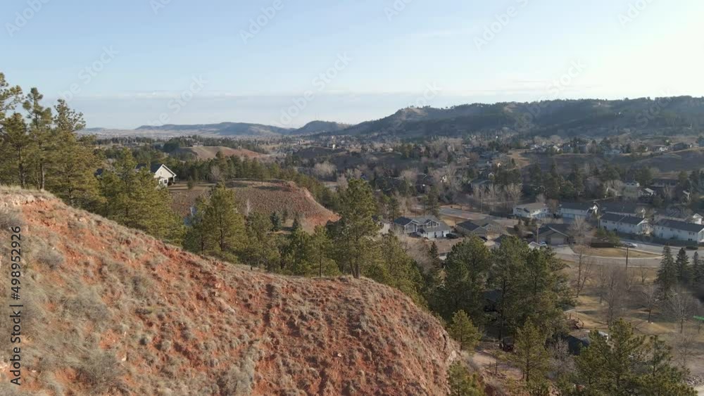 Aerial view of suburbs neighborhood in Rapid City near Blackhills South Dakota