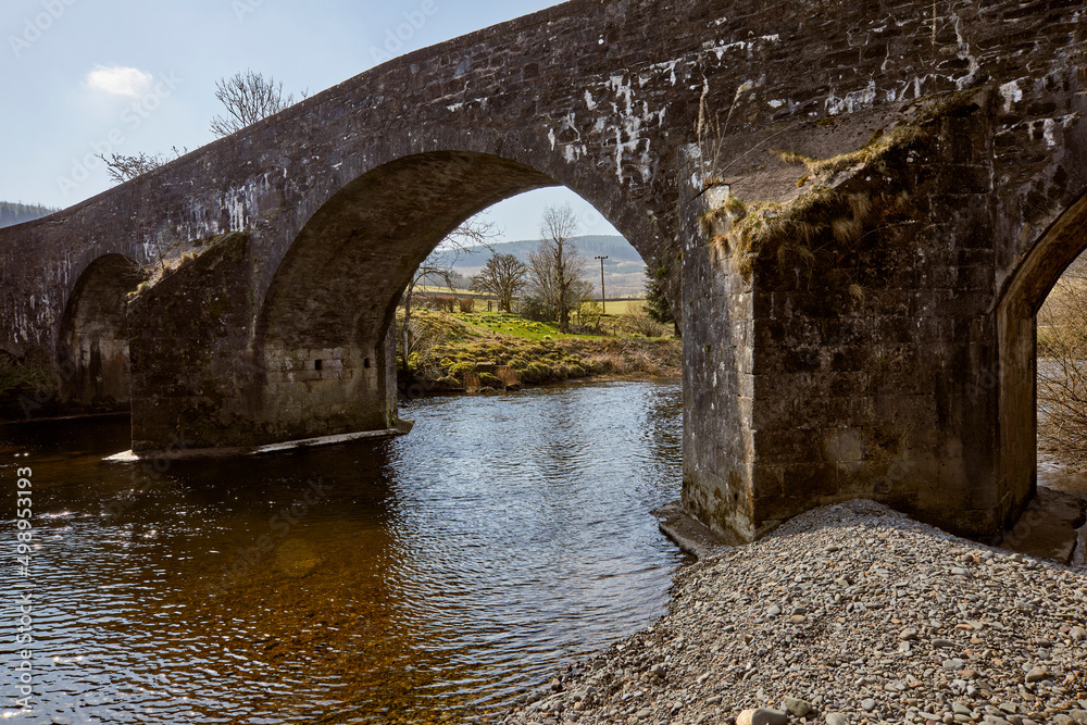 Underside of an arch of the bridge over the river Esk at Bentpath