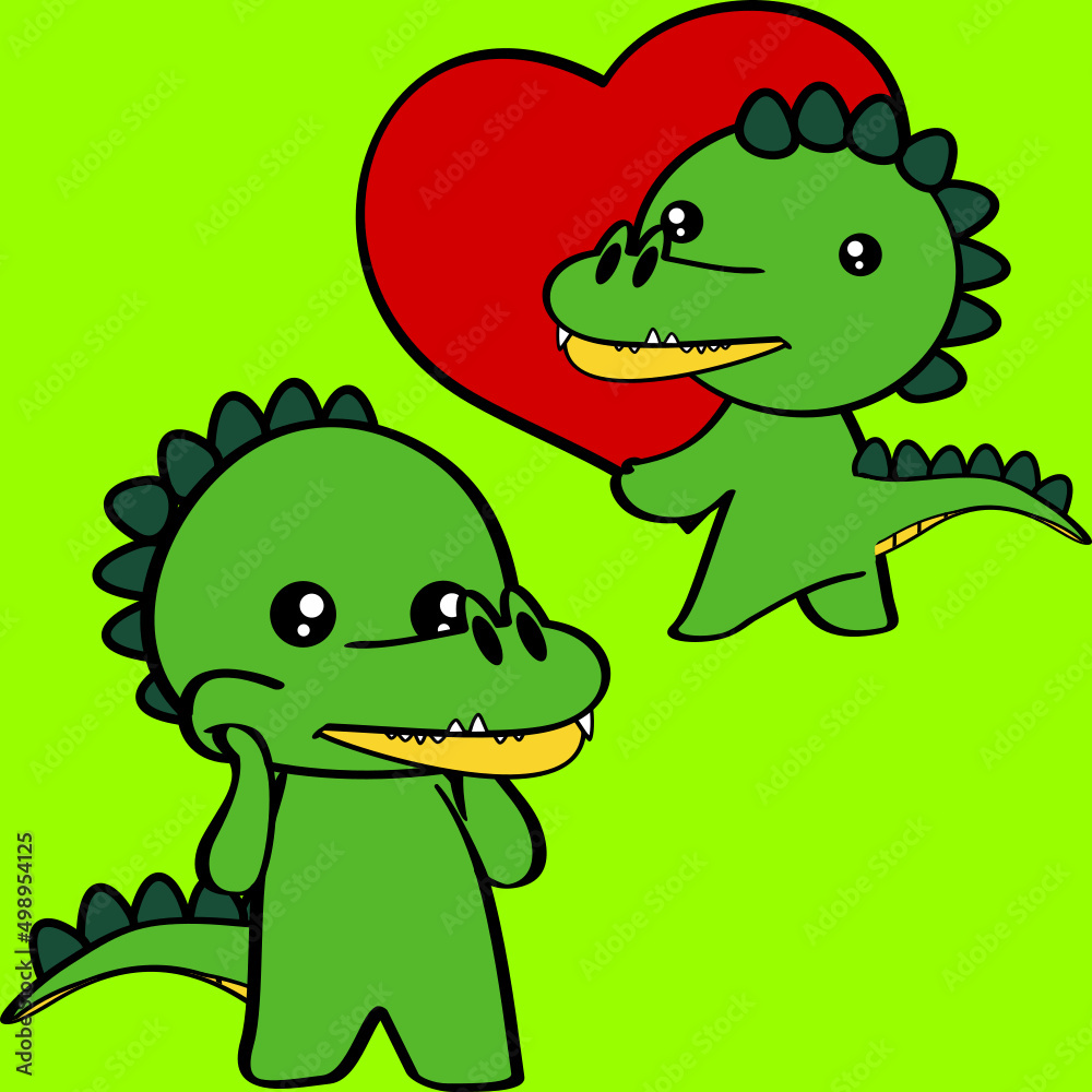 Fototapeta premium cute chibi baby crocodile cartoon love pack in vector format 