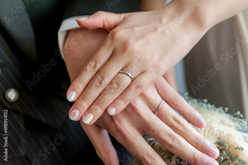 結婚指輪　新郎新婦の手元