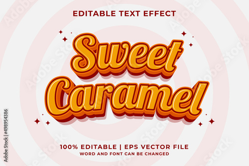 Editable text effect Sweet Caramel 3d Cartoon template style premium vector