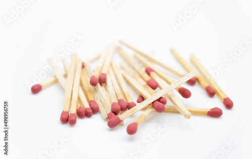 Piles of matchstick isolated on white