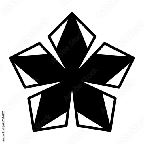 Abstract geometric kite flower shape, vector modern and contemporary design in a glyph illustration for web and print.